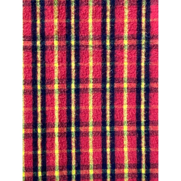 Vintage Plaid Blanket Orange Yellow Black 60s 70s Mod MCM Fringe Retro - Picture 2 of 4